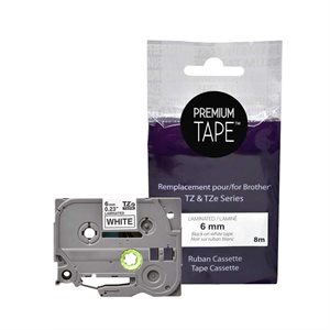 Brother TZe-211 Compatible Premium Tape Noir / Blanc 6mm