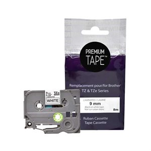 Brother TZe-221 Compatible Premium Tape Noir / Blanc 9mm