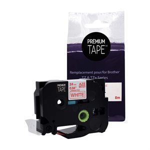 Brother TZe-252 Compatible Premium Tape Red / White 24mm