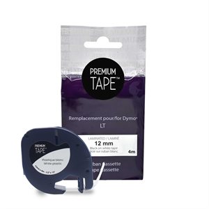 Dymo 91331 Étiquette Plastique Compatible Noir / Blanc 12mm