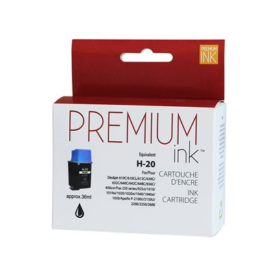 HP No. 20 C6614A Reman Noir Premium Ink